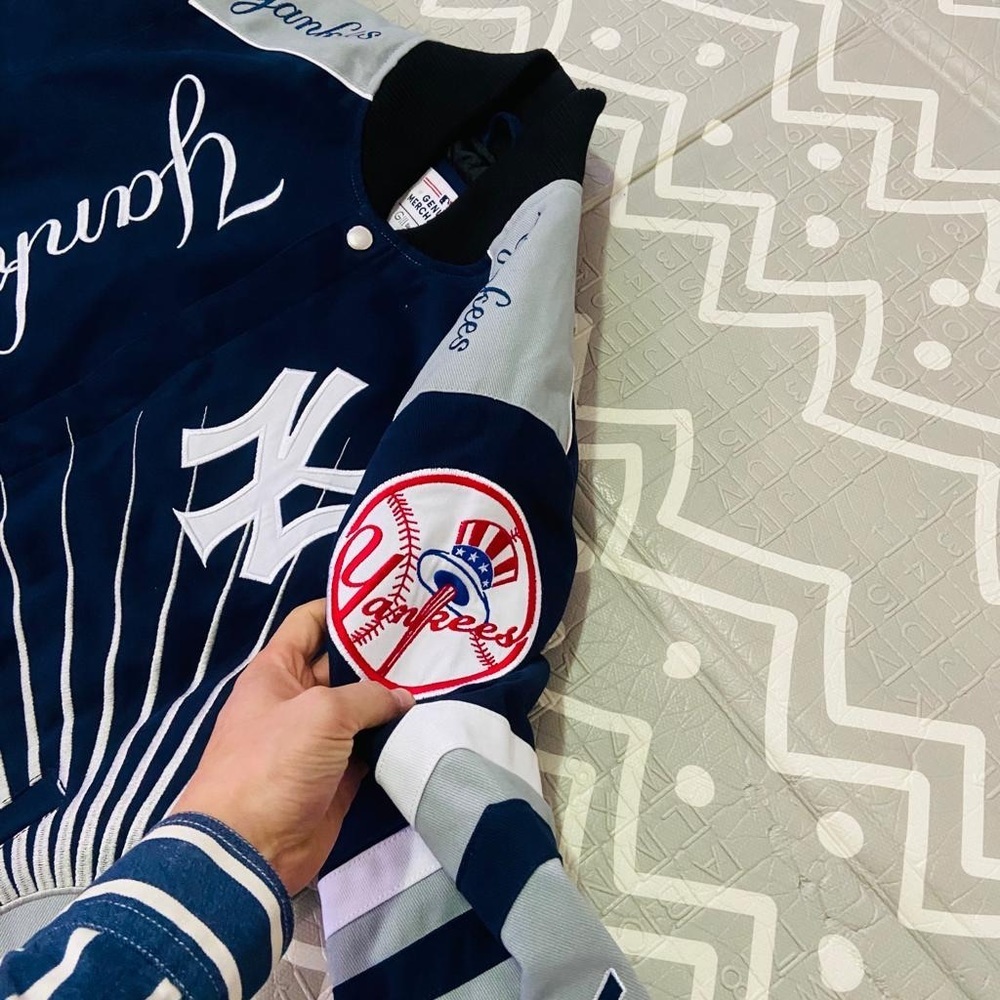 Vintage retro Ny New York Yankees embroidered letterman varsity jacket coat - Picture 6 of 13